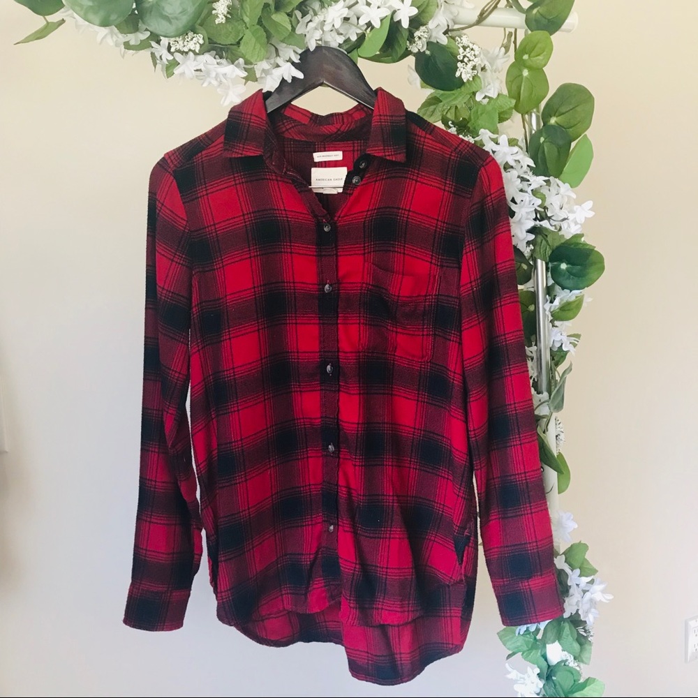 American Eagle Red & Black Flannel